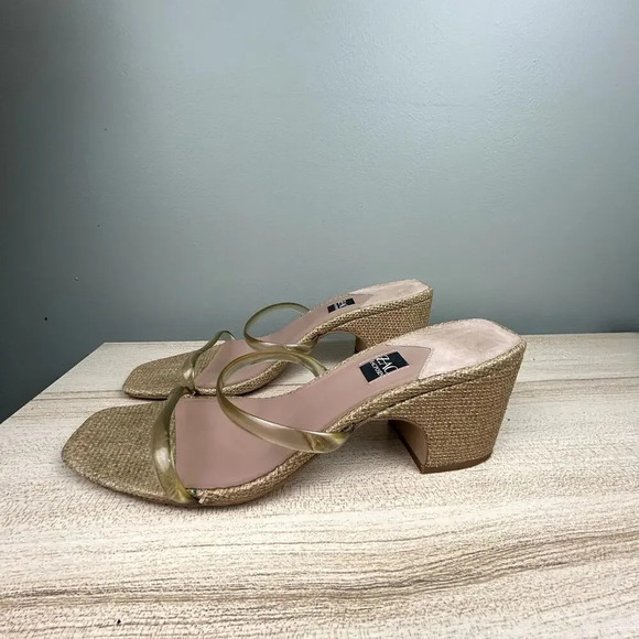 ZAC Zac Posen Saint Heeled Sandals Cashew Tan Size 10 Square Toe Block Heel Shoe - Picture 14 of 15